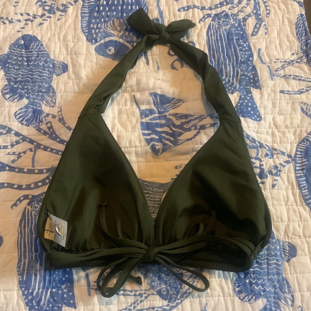 Becca by Rebecca Virtue Olive Green Code High Neck Bikini Top Size D new no tag - Picture 5 of 9